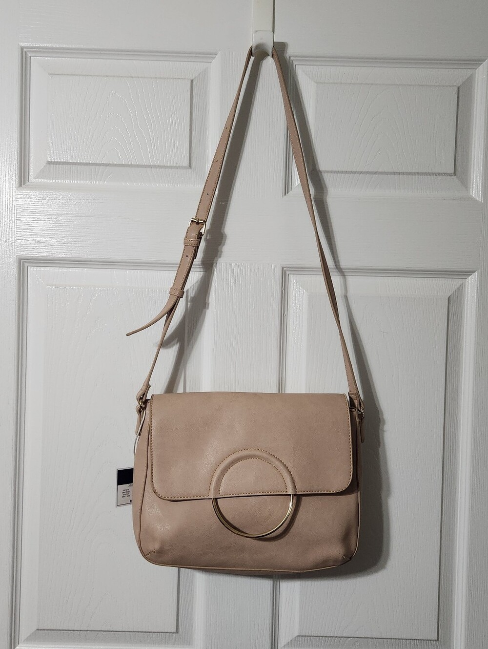 Kaari Blue Blush Crossbody Bag with Gold Ring Accent